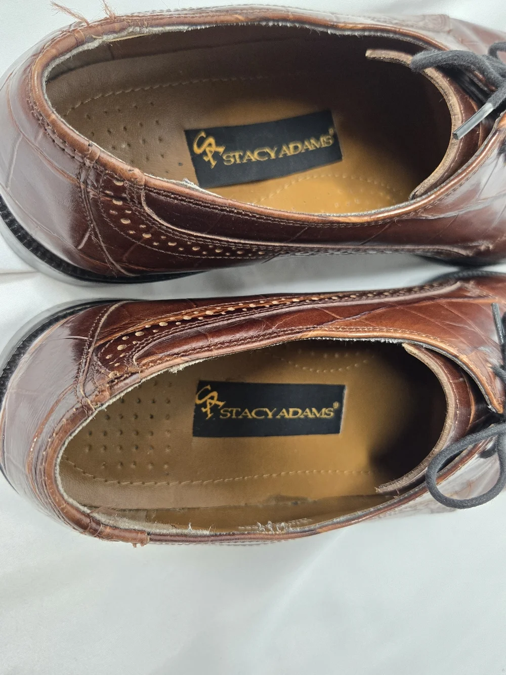 Stacy Adams Men’s 11M Brown Croc Embossed Leather Cap Toe Oxford Dress Shoes